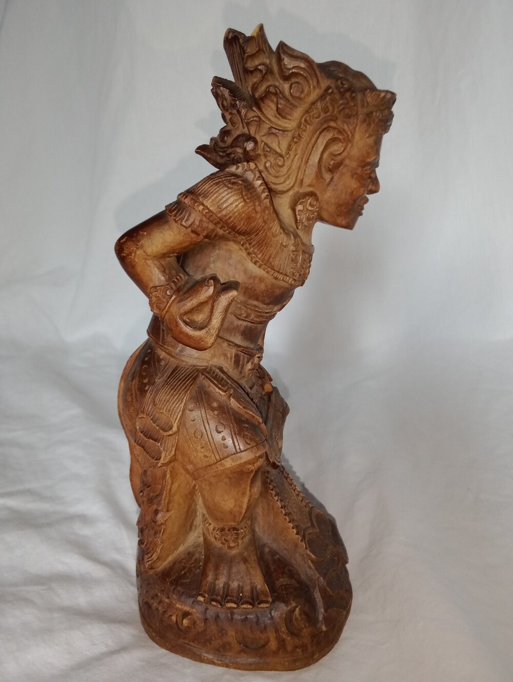 Vintage Aztec Egyptian Tribal Wood Carved Diety God Statue 7 1/4" Tall Decor